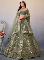 Premium Butterfly Net Mehendi Bridal Wear Embroidery Work Lehenga Choli